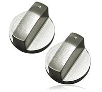 Spares2go Brushed Steel Oven Knobs Silver Switch Control Cooktop Stove Hob 6mm D Replacement x 2