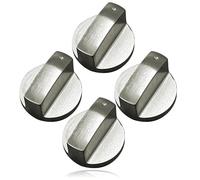 Spares2go Brushed Steel Oven Knobs Universal Silver Control Switch Cooktop Stove Hob 6mm x 4