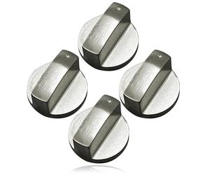 Spares2go Brushed Steel Oven Knobs Universal Silver Control Switch Cooktop Stove Hob 6mm x 4