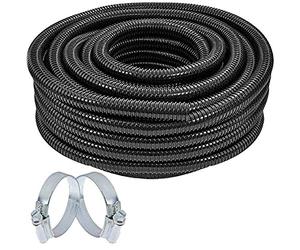 SPARES2GO Caravan/Motorhome Corrugated Flexible Waste Water Pipe Hose Flexi Tube + 2 Clamp Clips (Inner 25mm, 15M)