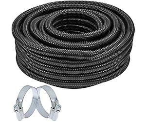 SPARES2GO Caravan/Motorhome Corrugated Flexible Waste Water Pipe Hose Flexi Tube + 2 Clamp Clips (Inner 25mm, 5M)