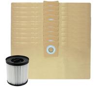 SPARES2GO Cartridge Filter + 10 Dust Bags for Titan TTB774VAC TTB775VAC TTB776VAC TTB777VAC 16L 20L 30L 40L Vacuum Cleaner