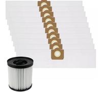 SPARES2GO Cartridge Filter + 10 SMS Dust Bags for Titan TTB774VAC TTB775VAC TTB776VAC TTB777VAC 16L 20L 30L 40L Vacuum Cleaner
