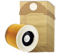 SPARES2GO Cartridge Filter & Dust Bags Compatible with Karcher MV2 IPX4 Vacuum Cleaners (Filter + 10 Bags)