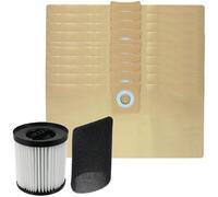 SPARES2GO Cartridge Filter Sleeve + 10 Dust Bags for Titan TTB774VAC TTB775VAC TTB776VAC TTB777VAC 16L 20L 30L 40L Vacuum Cleaner