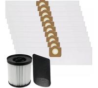 SPARES2GO Cartridge Filter Sleeve + 10 SMS Dust Bags for Titan TTB774VAC TTB775VAC TTB776VAC TTB777VAC 16L 20L 30L 40L Vacuum Cleaner