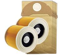 SPARES2GO Cartridge Filters & Bags compatible with Karcher Wet & Dry A2004, A2054, A2024, WD2 Wet & Dry Vacuum Cleaner (Pack of 2 Filters + 5 Bags)