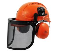 SPARES2GO Chainsaw Safety Helmet with Mesh Visor and Ear Muffs