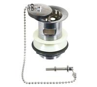Spares2Go Chrome Slotted Sink Basin Bathroom Kitchen Waste Chain Stay Plug (1 1/4")