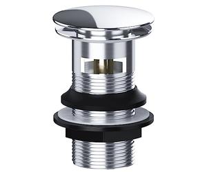 SPARES2GO Clicker Basin Waste Bathroom Kitchen Sink Plug 1 1/4" Round Overflow Slotted (Silver)