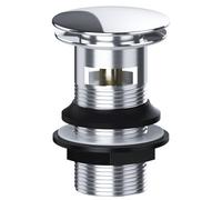 Spares2Go Clicker Basin Waste Bathroom / Kitchen Sink Plug 1 1/4" Round Silver (Slotted With Overflow)