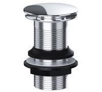 Spares2Go Clicker Basin Waste Bathroom / Kitchen Sink Plug 1 1/4" Round Silver (Unslotted)