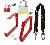 Spares2go Complete Ladder Security Chain Kit with Wall Brackets Locking Bar Padlock Set