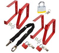 Spares2go Complete Ladder Security Chain Kit with Wall Brackets Locking Bar Padlock Set (Pack of 2)
