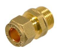 SPARES2GO Compression Connector 10mm x 3/8" BSP Male Straight Brass Pipe Coupler Adaptor Fitting
