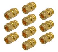 Spares2Go Compression Connector 10mm X 3/8" Bsp Male Straight Brass Pipe Coupler Adaptor Fitting (Pack Of 10)