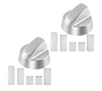 Spares2go Control Knobs/Dials for AEG Oven Cooker & Hob (Pack of 2 + Adaptors, Silver)