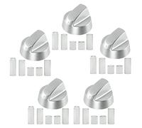 Spares2go Control Knobs/Dials for AEG Oven Cooker & Hob (Pack of 5 + Adaptors, Silver)