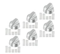 Spares2go Control Knobs/Dials for AEG Oven Cooker & Hob (Pack of 6 + Adaptors, Silver)