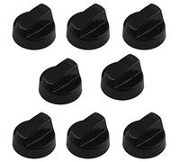 SPARES2GO Control Knobs Dials for BBQ Grill (Pack of 8 + Adaptors, Black)