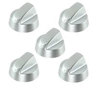 Spares2go Control Knobs/Dials for Elba Oven Cooker & Hob (Pack of 5 + Adaptors, Silver)