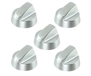 Spares2go Control Knobs/Dials for Hotpoint Oven Cooker & Hob (Pack of 5 + Adaptors, Silver)