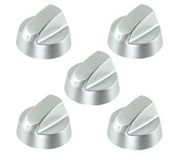 Spares2go Control Knobs/Dials for Zanussi Oven Cooker & Hob (Pack of 5 + Adaptors, Silver)