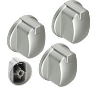 Spares2go Control Knobs for Indesit Cooker Oven Silver (Pack of 3, INOX)