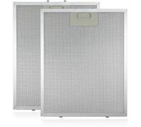 SPARES2GO Cooker Hood Metal Grease Filter (Silver, 320 x 260mm, Pack of 2) | 32cm x 26cm, 5 Layer Aluminium Mesh Grease Filters Set for Kitchen Vent Extractor Fans, Washable