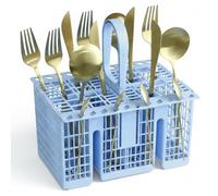 Spares2go Dishwasher Cutlery Basket Universal Cage for Hotpoint fits Indesit fits Whirlpool C00257140 C00289641 C00301361 (Detachable Handle, Light Blue)