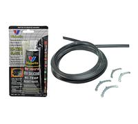 Spares2go Door Seal 4 Sided Gasket Rounded Corner Clips 198cm and Glue Sealant for Universal Oven Cooker