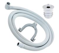 SPARES2GO Drain Hose + Seal Plug Kit Washing Machine Dishwasher Right Angle Waste Pipe Outlet Extension Set (2.5m)