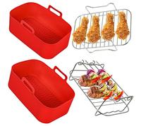 SPARES2GO Drawer Liner Baskets Racks for Keplin 9L Dual Zone 8-in-1 Air Fryer Liner Pot Shelf Set