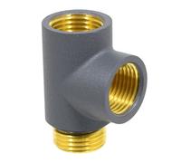 Spares2Go Dual Fuel T Piece Towel Radiator Heating Element Connector Valve Adaptor (G1/2", Anthracite)