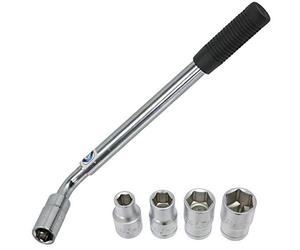 Spares2go Extendable Wheel Nut Socket Wrench 10mm 13mm 17mm 19mm Brace Breaker Power Bar 1/2" dr