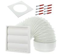 SPARES2GO Exterior Wall Venting Kit for Logik Tumble Dryers (White, 4" / 102mm)