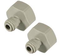 SPARES2GO Female Adaptor 1/4" Push Fit x 3/4" BSP for American Fridge Freezer Water Pipe (Pack of 2 Adaptors)