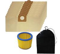 SPARES2GO Filter & Dust Bags Kit compatible with Parkside Lidl PNTS 1300 1400 1500 Vacuum Cleaner (Pack of 10) + Storage Bag