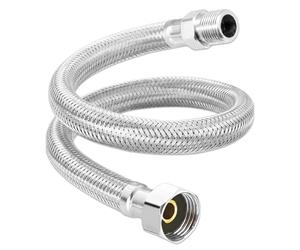 SPARES2GO Flexible Braided Hose Pipe Water Fill Inlet Connector | Stainless Steel, 3/4" Female x 1/2" Male, 500mm, Wash Basin Toilet Cistern, Water Heater