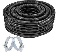 SPARES2GO Flexible Corrugated Water Butt Extension Overflow Connector Hose Pipe (25mm x 10M + 2 x Clamp Clips)