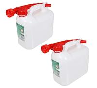 SPARES2GO Fuel Can Petrol Diesel Jerry Canister with Flexible Spout (5L, Pack of 2)