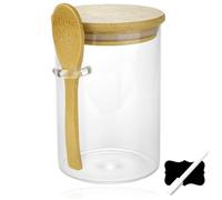 Spares2go Glass Jars Air tight with Lid Spoon Overnight Oats Food Container 530ml
