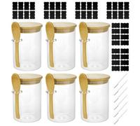 Spares2Go Glass Jars Air Tight With Lid Spoon Overnight Oats Food Container 530Ml (6 Pack)