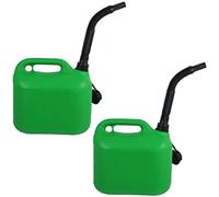 SPARES2GO Green Jerry Can with Flexible Spout (5 Litre, Pack of 2)