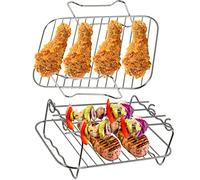 SPARES2GO Grill Shelf Racks Compatible with Devology 9L Double Basket Air Fryer (+ 4 Skewers)