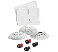 SPARES2GO Hand Tool Terry Cloth Pads Covers + 4 Brush Nozzles compatible with Karcher SC952 SC1122 Steam Cleaner