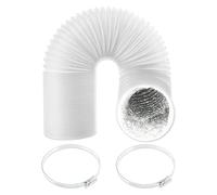 SPARES2GO Heat Insulated Cooker Hood Duct Hose PVC Aluminium Foil Flexible Vent Pipe Universal (6" x 3 Metres, White) + Steel Screw Pipe Clips x 2