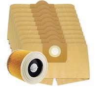 SPARES2GO High Filtration Large Bags + Filter Cartridge for Karcher WD3 WD3P MV3 Wet & Dry Vacuum Cleaner (Pack of 10 + Filter)