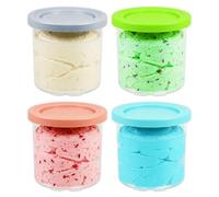 Spares2go Ice Cream Containers with Lids for Ninja Creami NC300 NC301 NC299AMZ CN301CO CN305A Machines (Pack of 4, 450ml)