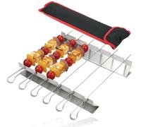 Spares2Go Kebab Skewer Rack Set 6 Pack 410mm / 16 Inch Flat Stainless Steel Metal Skewers